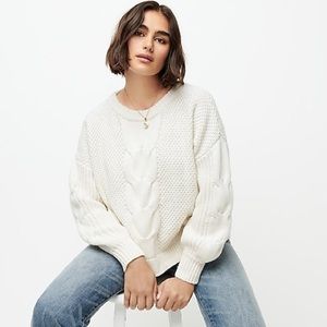 J. Crew | Cable-Knit Balloon Sleeve Sweater